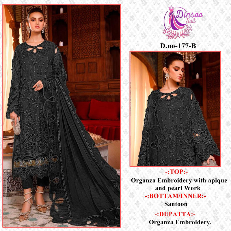 Dinsaa Suit  Ds 117 Heavy Dal Organza Embroidery With Fancy Moti Work Salwar Suit
