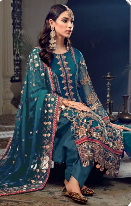 Cross Stitch Dsg No 1030 Fox Georgette Embroidered Pakistani Style Party Wear Salwar Kameez