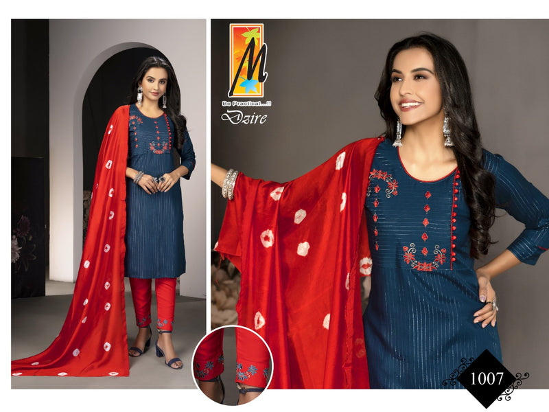 Master Dzire Lurex Party Wear Embroidered Party Wear Kurtis With Set Of Bottom & Dupatta