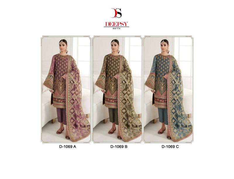 Deepsy Suit D 1069 Organza With Heavy Embroidery Designer Salwar Suit