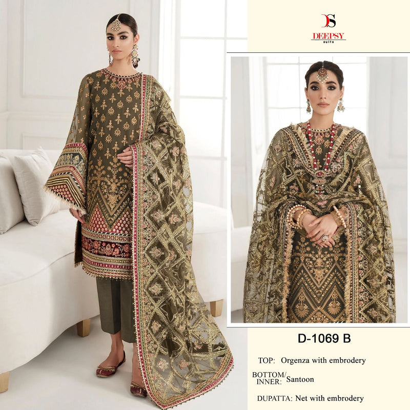 Deepsy Suit D 1069 Organza With Heavy Embroidery Designer Salwar Suit