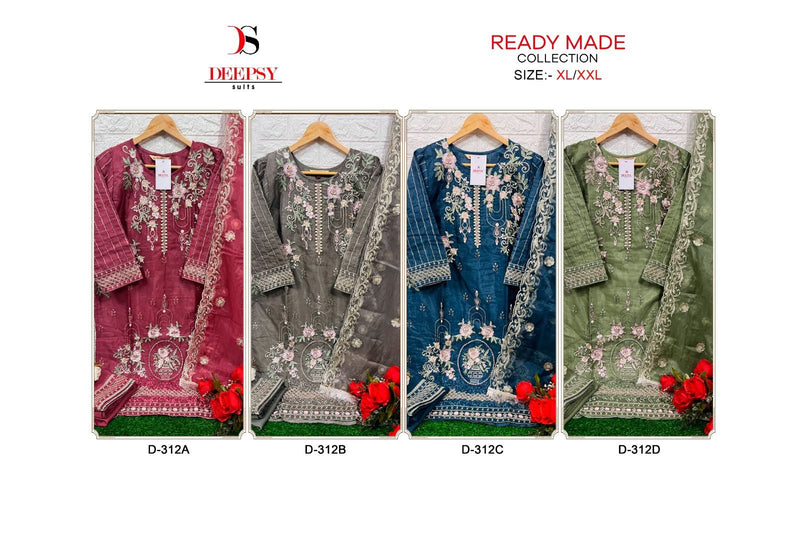 Deepsy Suit D 312 Pure Organza Embroidered Khatli Work Pret Kurti