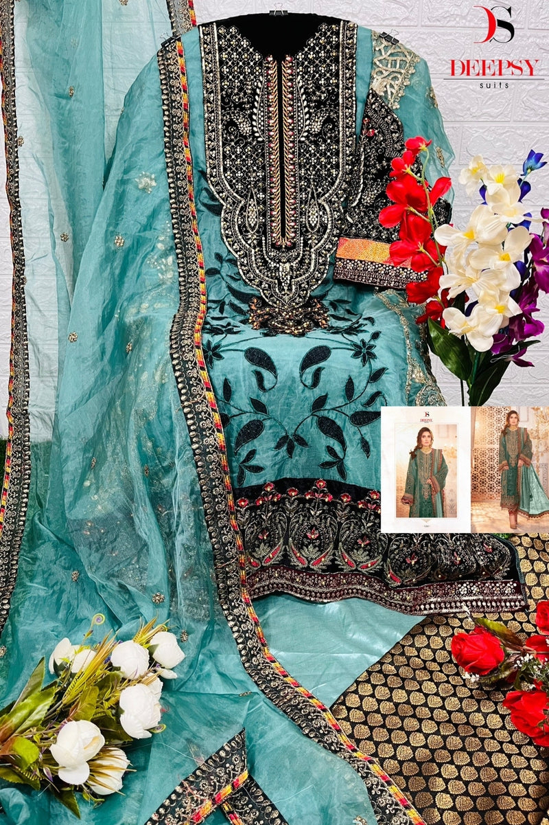 Deepsy Suit Dno 1261 Pure Organza Embroidered Hand Work Salwar Suit