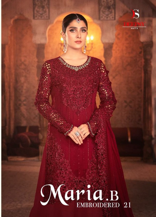 Deepsy Suit Maria B Embroidered Vol 21 Georgette Embroidered Work Salwar Kameez
