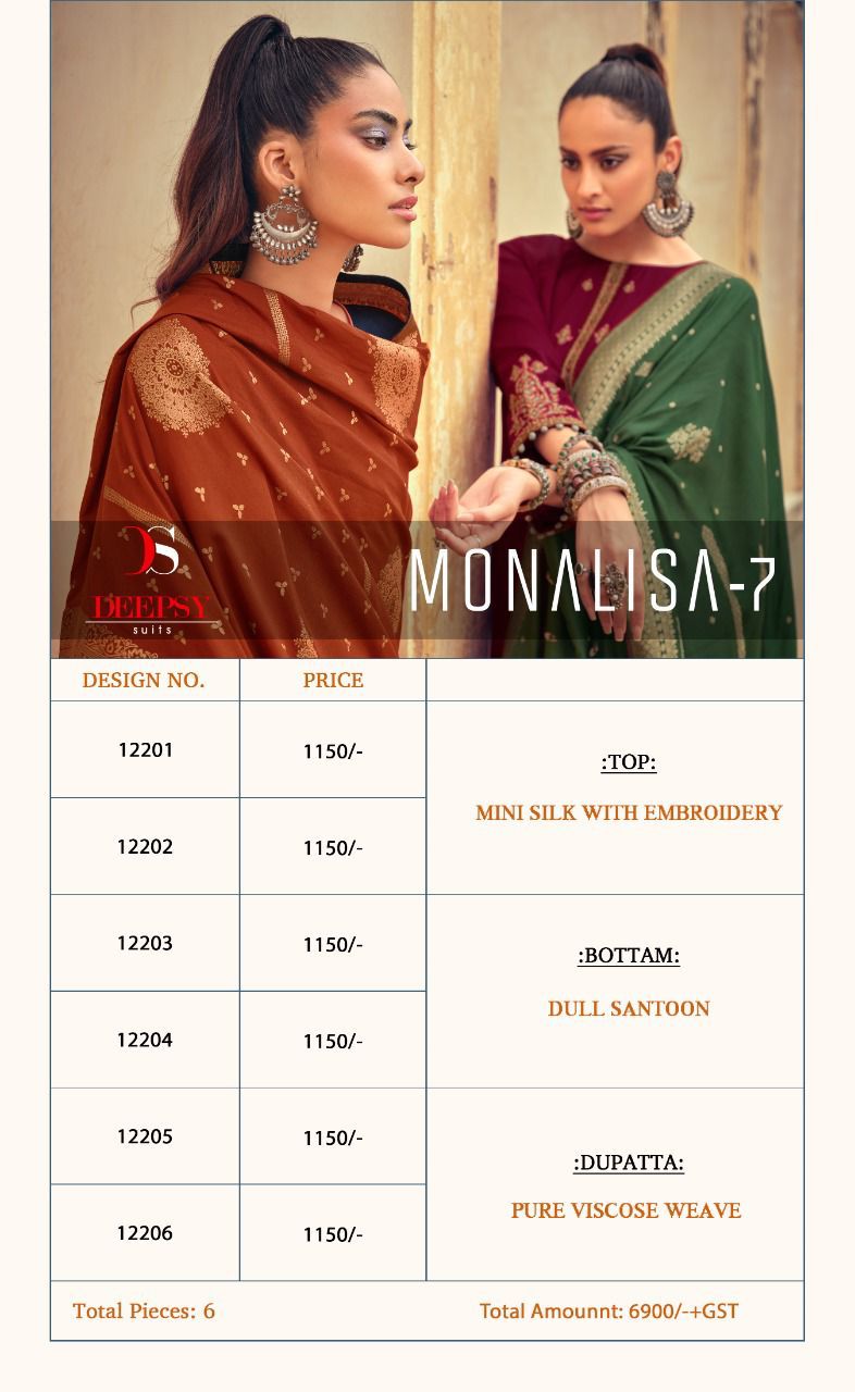 Deepsy Suit Monalisa Vol 7 Mini Silk With Embroidery Work Salwar Suit
