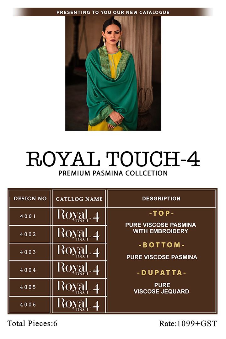 Deepsy Suit Royal Touch Vol 4 Viscose Pashmina With Embroidery Salwar Suit