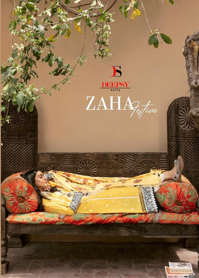 Deepsy Suit Zaha Festive Collection Pure Cotton Embroidery Work Pakistani Salwar Suit