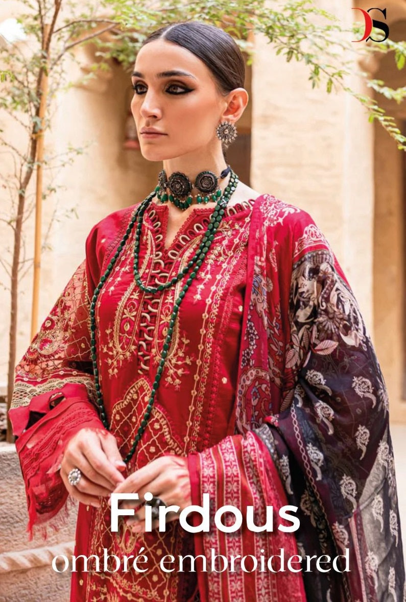 Deepsy Suits Firdous Ombre Embroidered Pure Cotton Heavy Self Embroidered Salwar Suit