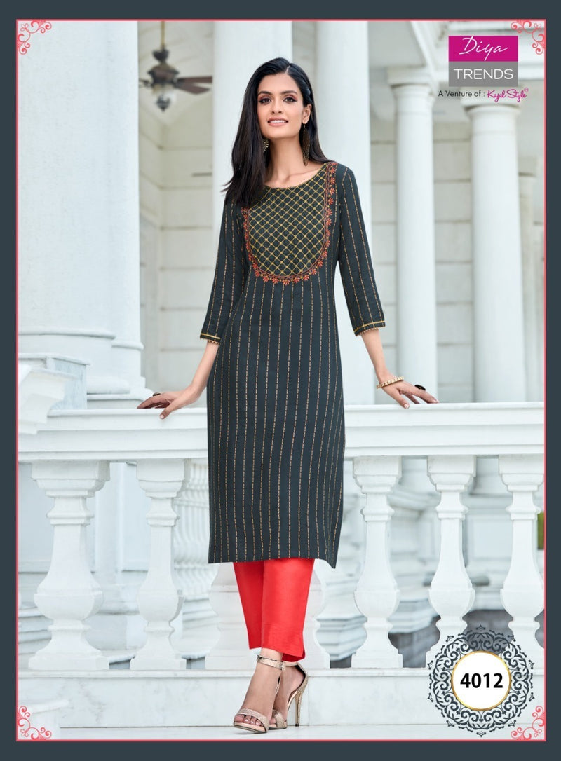Diya Trends Victoria Vol 4 Rayon Print Stylish Designer Kurti