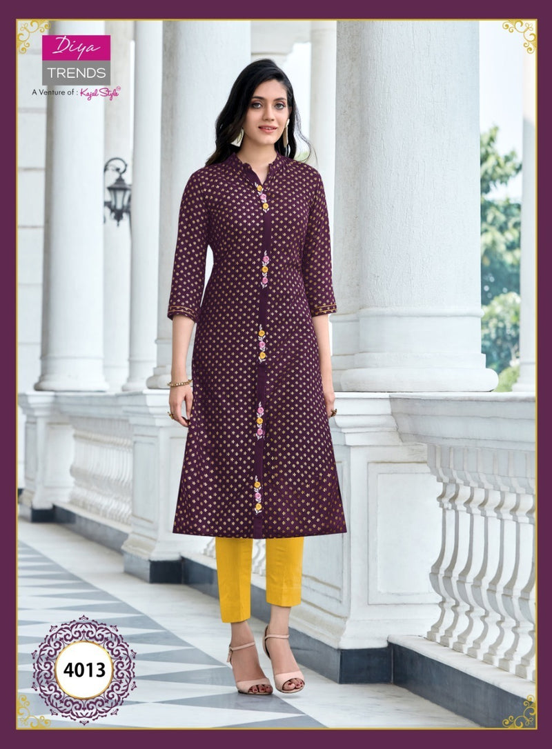Diya Trends Victoria Vol 4 Rayon Print Stylish Designer Kurti