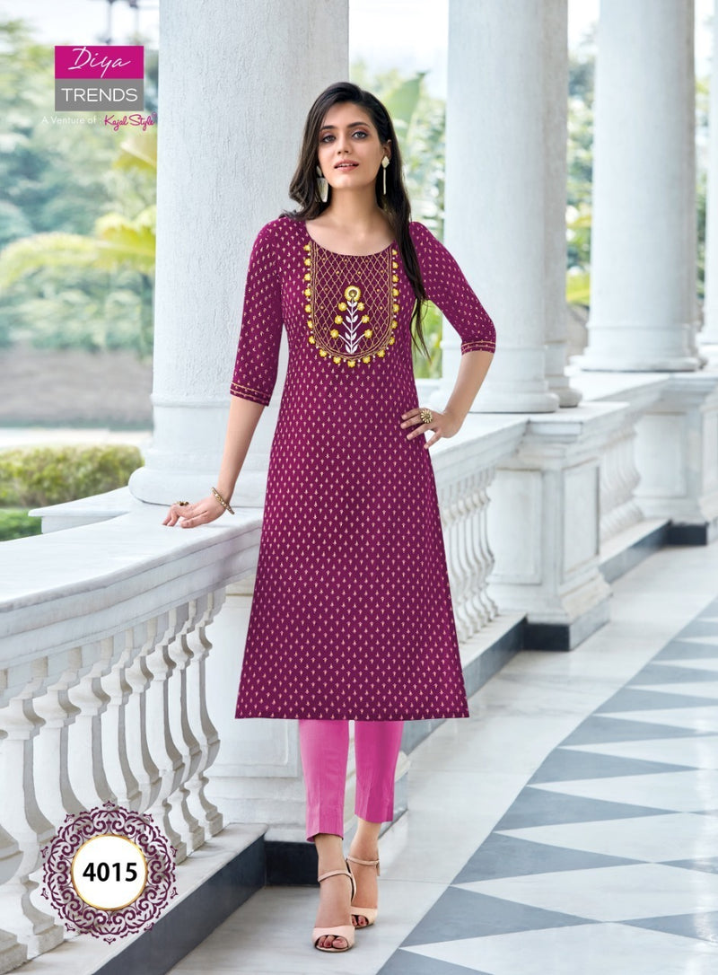 Diya Trends Victoria Vol 4 Rayon Print Stylish Designer Kurti