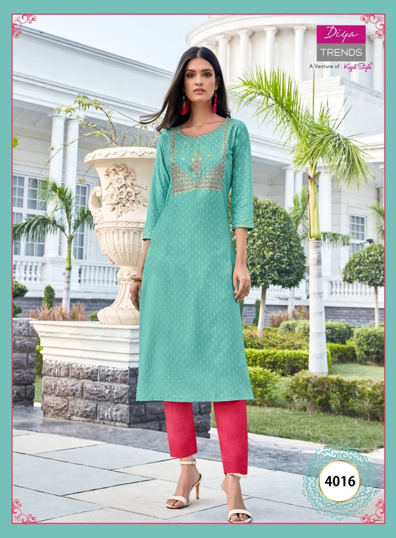 Diya Trends Victoria Vol 4 Rayon Print Stylish Designer Kurti