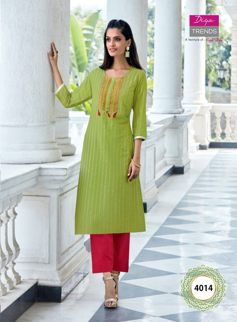 Diya Trends Victoria Vol 4 Rayon Print Stylish Designer Kurti