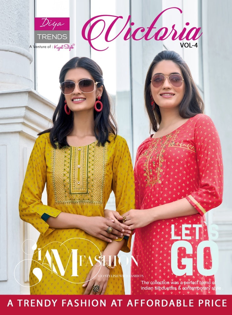 Diya Trends Victoria Vol 4 Rayon Print Stylish Designer Kurti
