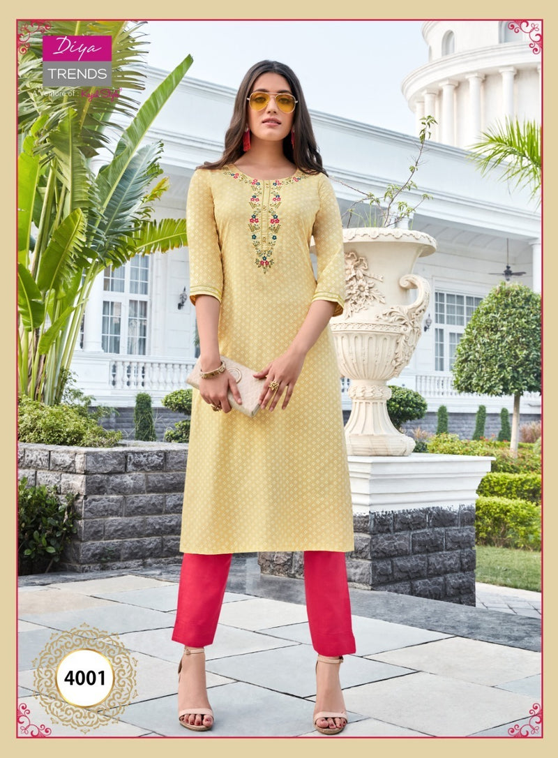 Diya Trends Victoria Vol 4 Rayon Print Stylish Designer Kurti