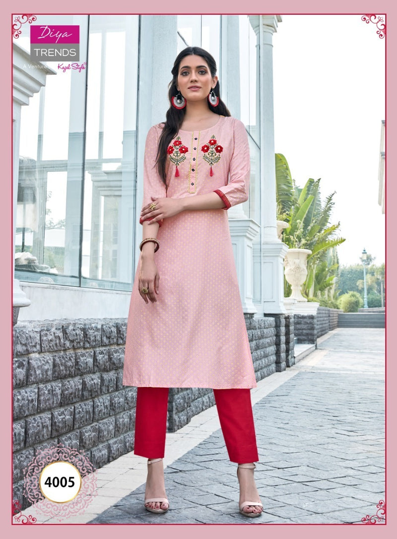 Diya Trends Victoria Vol 4 Rayon Print Stylish Designer Kurti