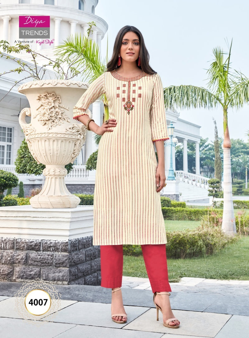 Diya Trends Victoria Vol 4 Rayon Print Stylish Designer Kurti