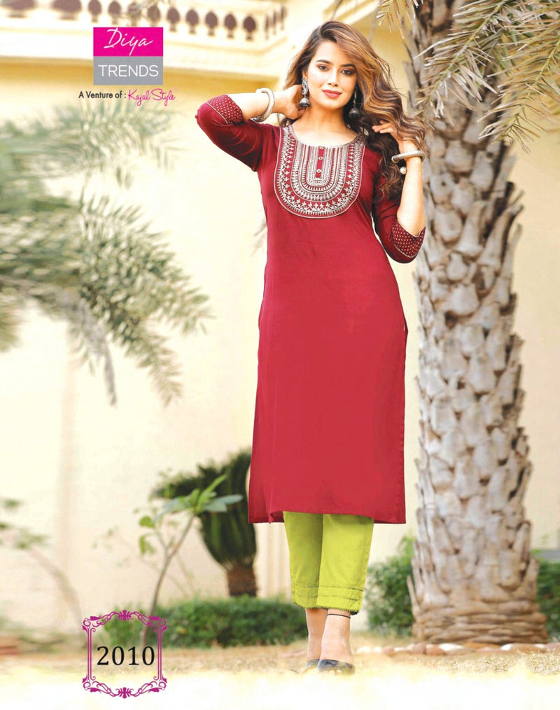 Diya Trends Casual Diaries Vol 2 Heavy Rayon Embroidered Work Kurti