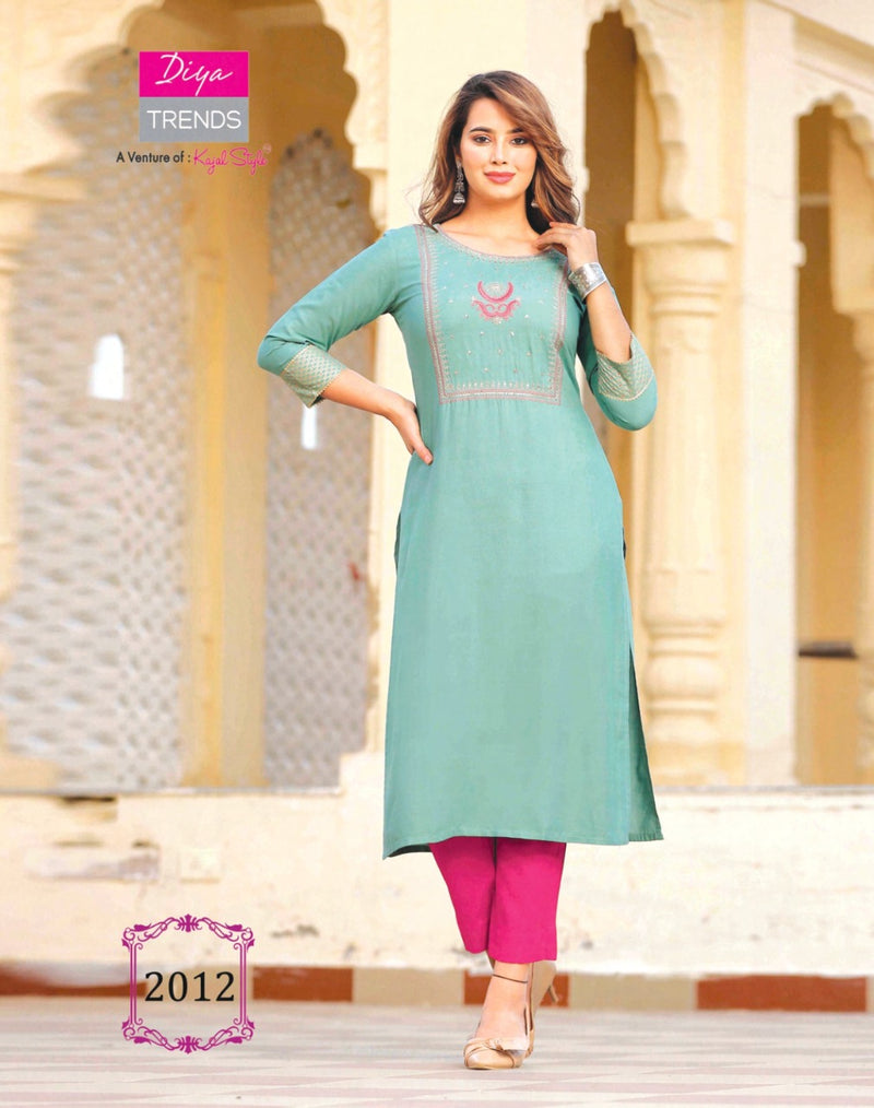 Diya Trends Casual Diaries Vol 2 Heavy Rayon Embroidered Work Kurti