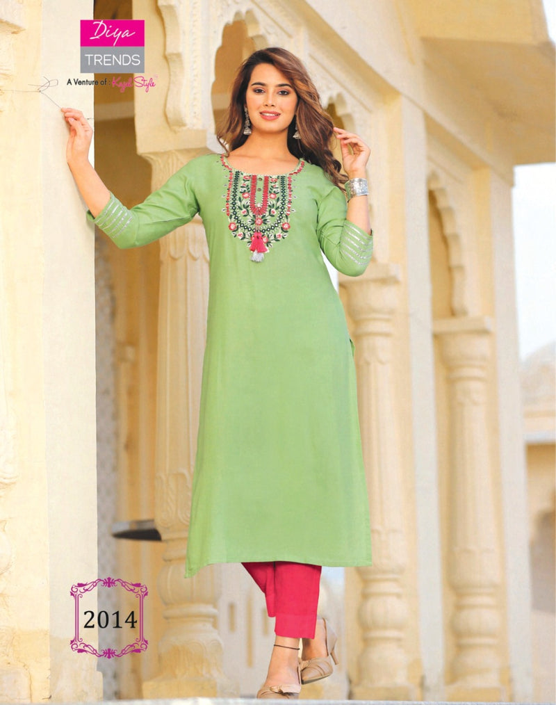 Diya Trends Casual Diaries Vol 2 Heavy Rayon Embroidered Work Kurti
