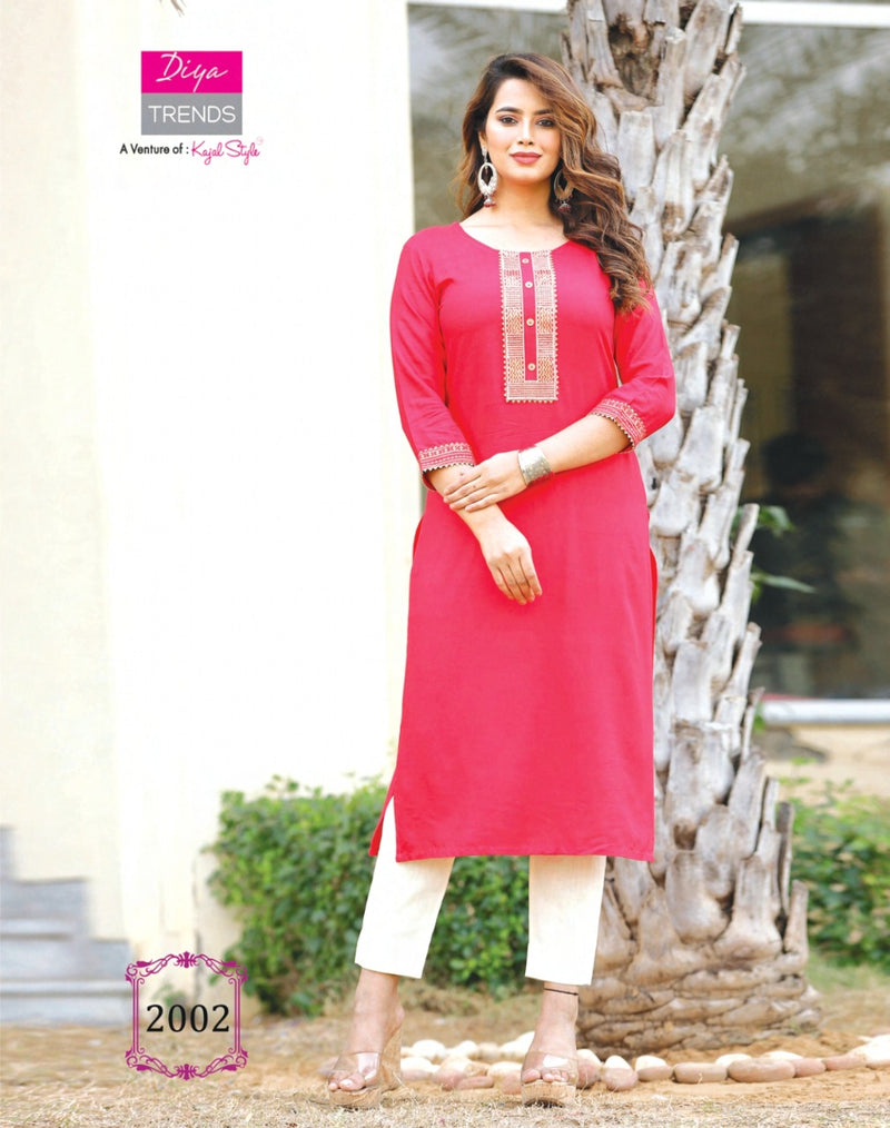 Diya Trends Casual Diaries Vol 2 Heavy Rayon Embroidered Work Kurti