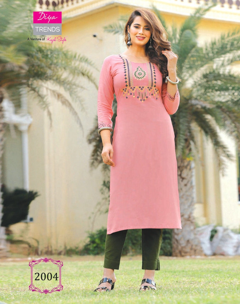Diya Trends Casual Diaries Vol 2 Heavy Rayon Embroidered Work Kurti