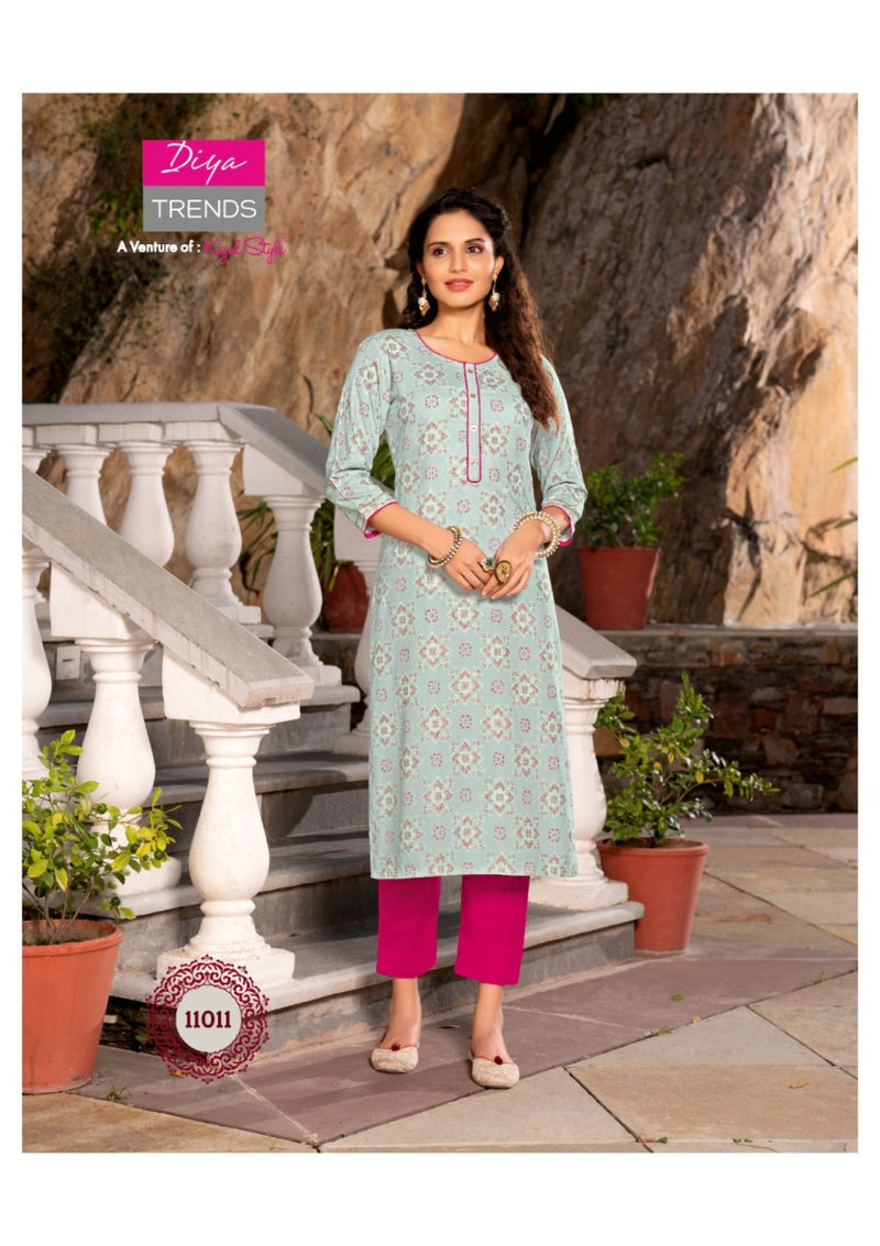 Diya Trends Gardencity Vol 11 Rayon With Foil Print Kurti