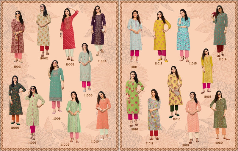 Diya Trends Gardencity Vol 11 Rayon With Foil Print Kurti