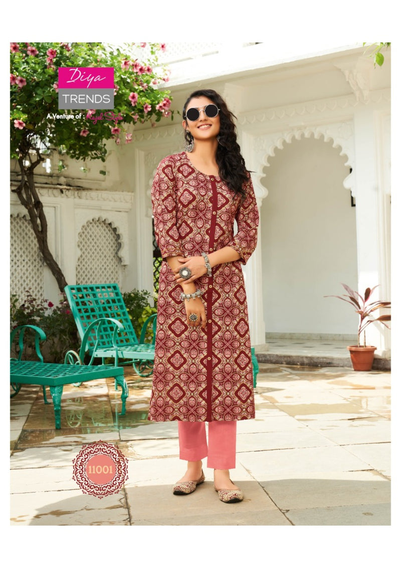 Diya Trends Gardencity Vol 11 Rayon With Foil Print Kurti