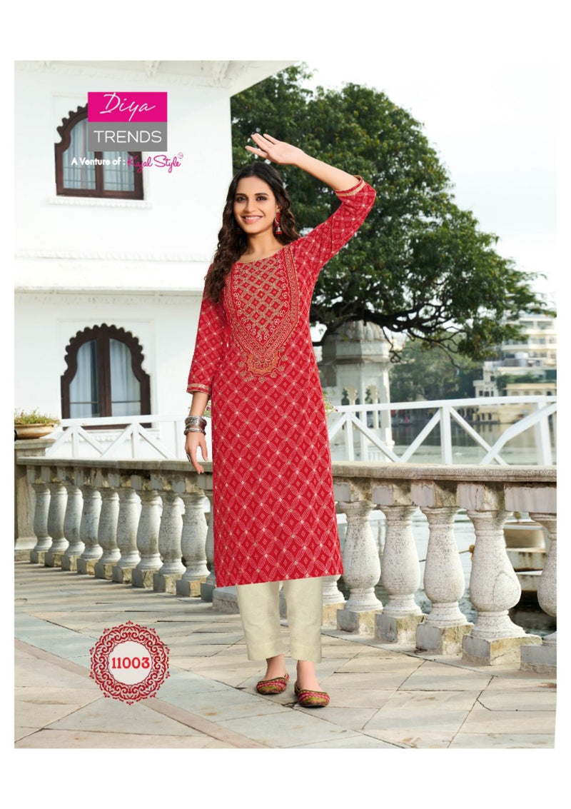 Diya Trends Gardencity Vol 11 Rayon With Foil Print Kurti