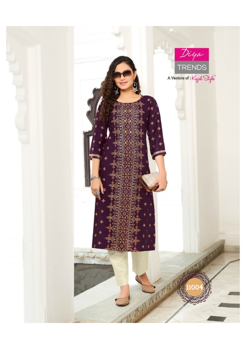 Diya Trends Gardencity Vol 11 Rayon With Foil Print Kurti
