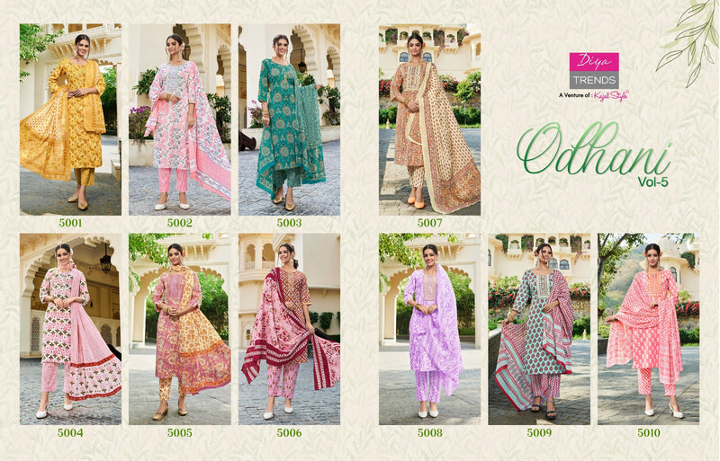 Diya Trendz Odhani Vol 5 Cotton Print Straight Kurti With Pant Dupatta