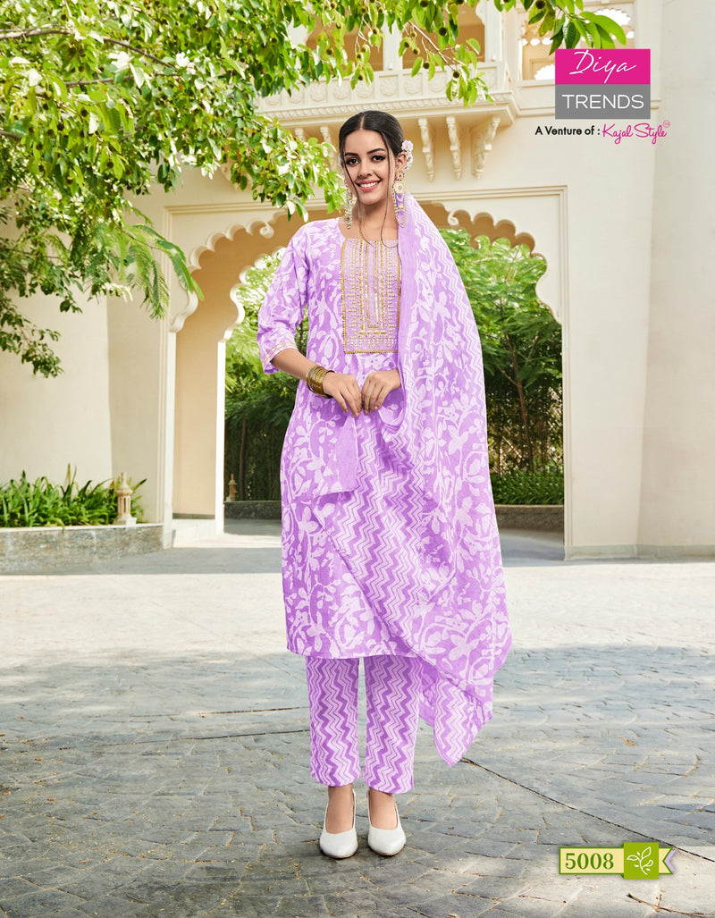 Diya Trendz Odhani Vol 5 Cotton Print Straight Kurti With Pant Dupatta