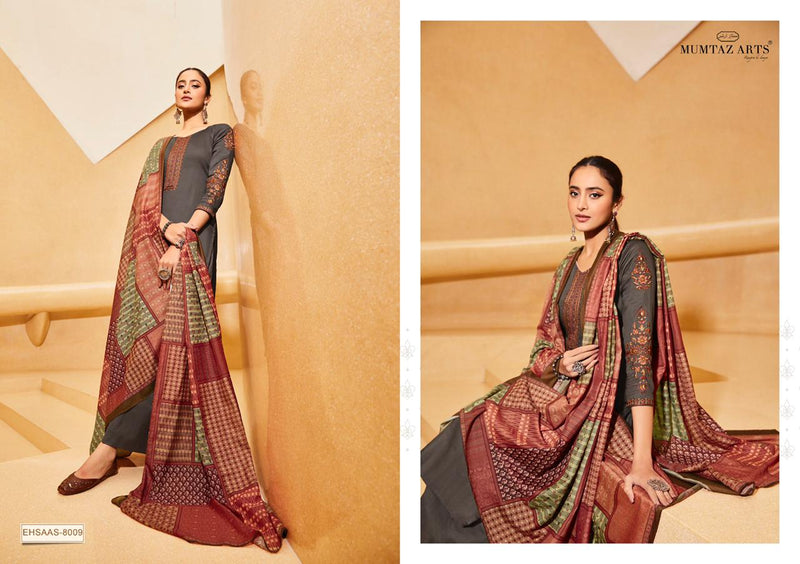 Mumtaz Arts Ehsaas Jam Satin Embroidered Party Wear Salwar Suits