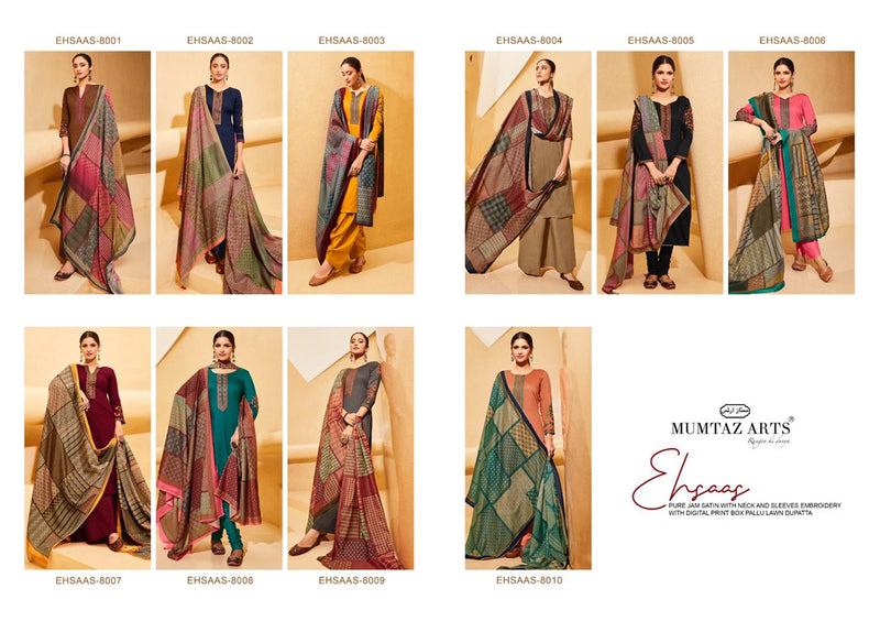 Mumtaz Arts Ehsaas Jam Satin Embroidered Party Wear Salwar Suits