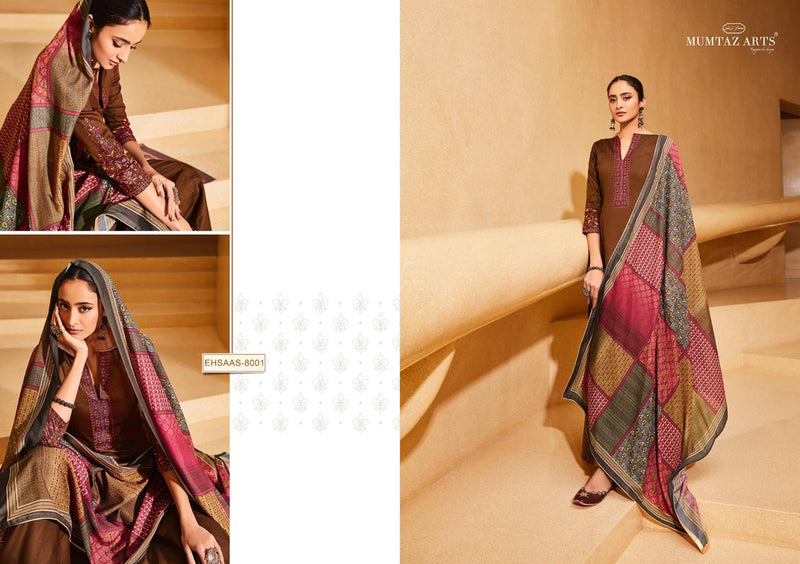 Mumtaz Arts Ehsaas Jam Satin Embroidered Party Wear Salwar Suits