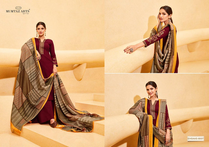 Mumtaz Arts Ehsaas Jam Satin Embroidered Party Wear Salwar Suits
