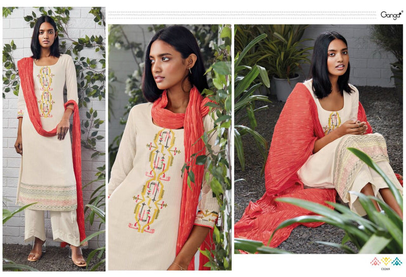 Ganga Eilish Cotton Embroidered Party Wear Salwar Suits