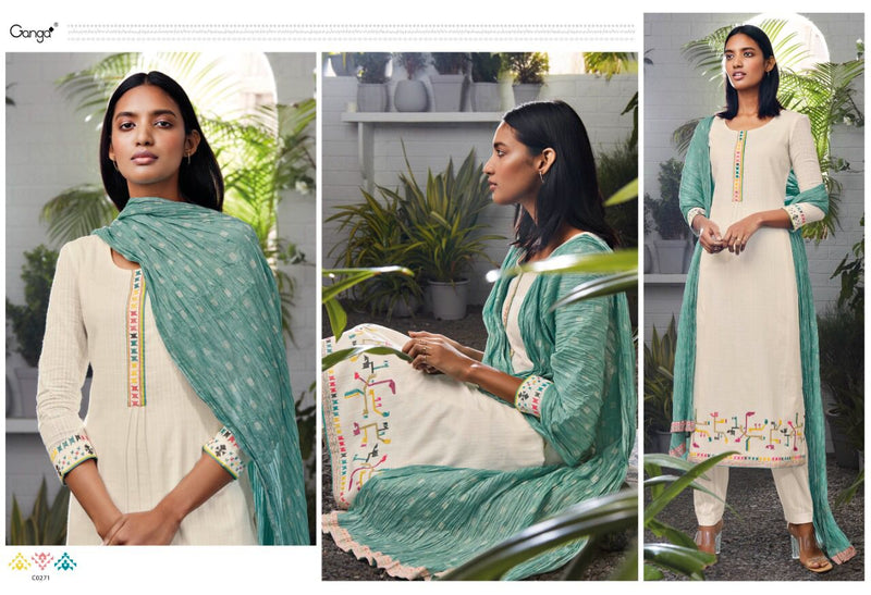 Ganga Eilish Cotton Embroidered Party Wear Salwar Suits