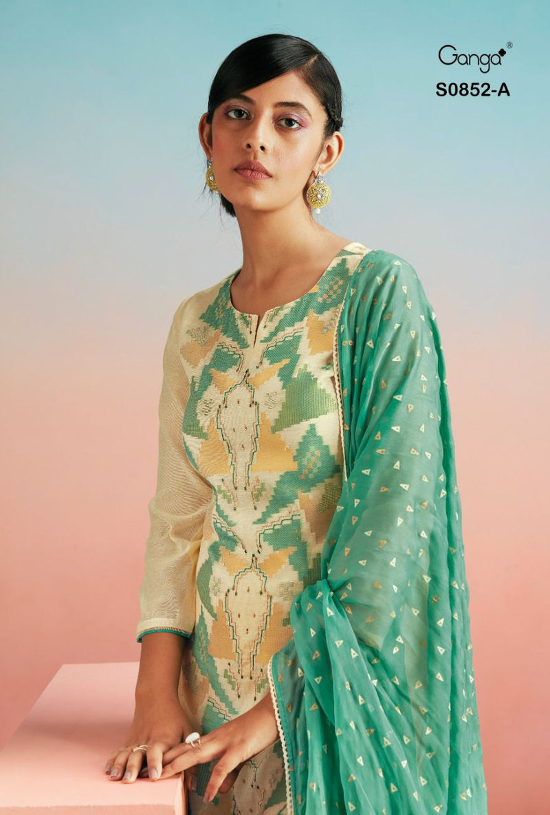 Ganga Eiza Woven Jacquard With Hand Work Designer Party Wear Salwar Suits