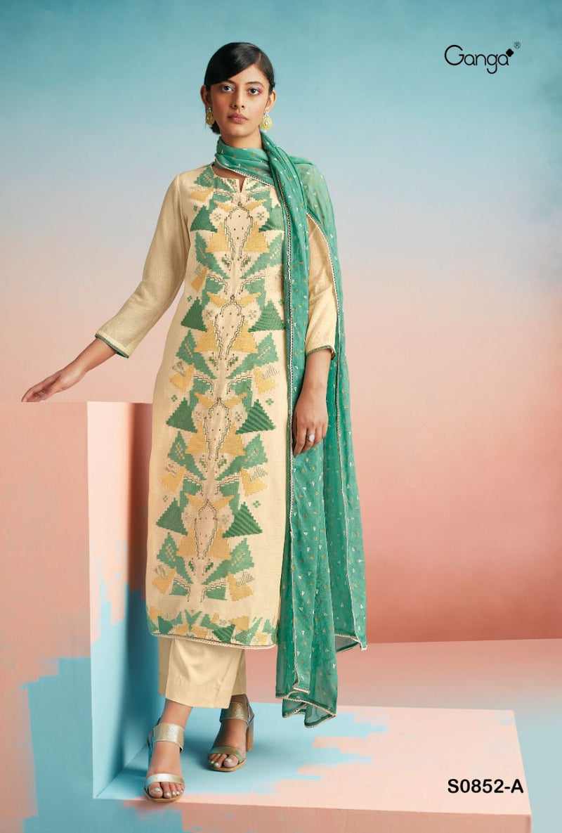 Ganga Eiza Woven Jacquard With Hand Work Designer Party Wear Salwar Suits