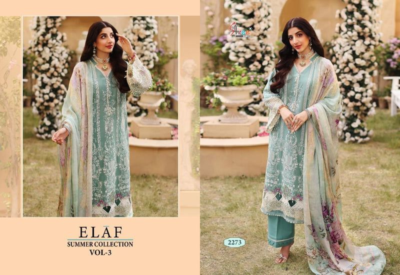 Shree Fabs Elaf Summer Collection Vol 3 Cotton Embroidered Pakistani Style Party Wear Salwar Suits