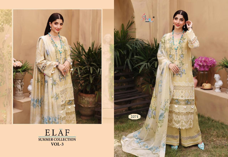Shree Fabs Elaf Summer Collection Vol 3 Cotton Embroidered Pakistani Style Party Wear Salwar Suits