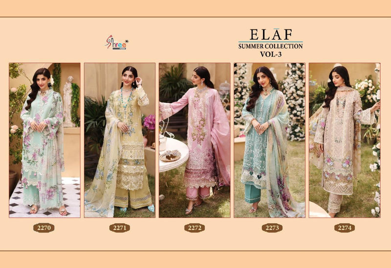Shree Fabs Elaf Summer Collection Vol 3 Cotton Embroidered Pakistani Style Party Wear Salwar Suits