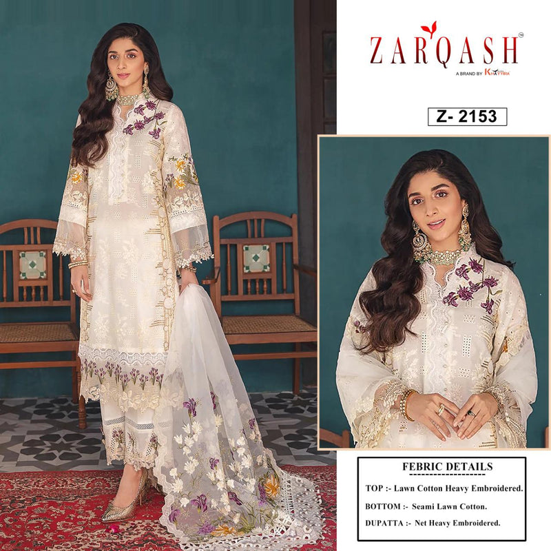 Zarqash Elaf Festive Chikankari Cotton Embroidered Pakistani Style Party Wear Salwar Suits