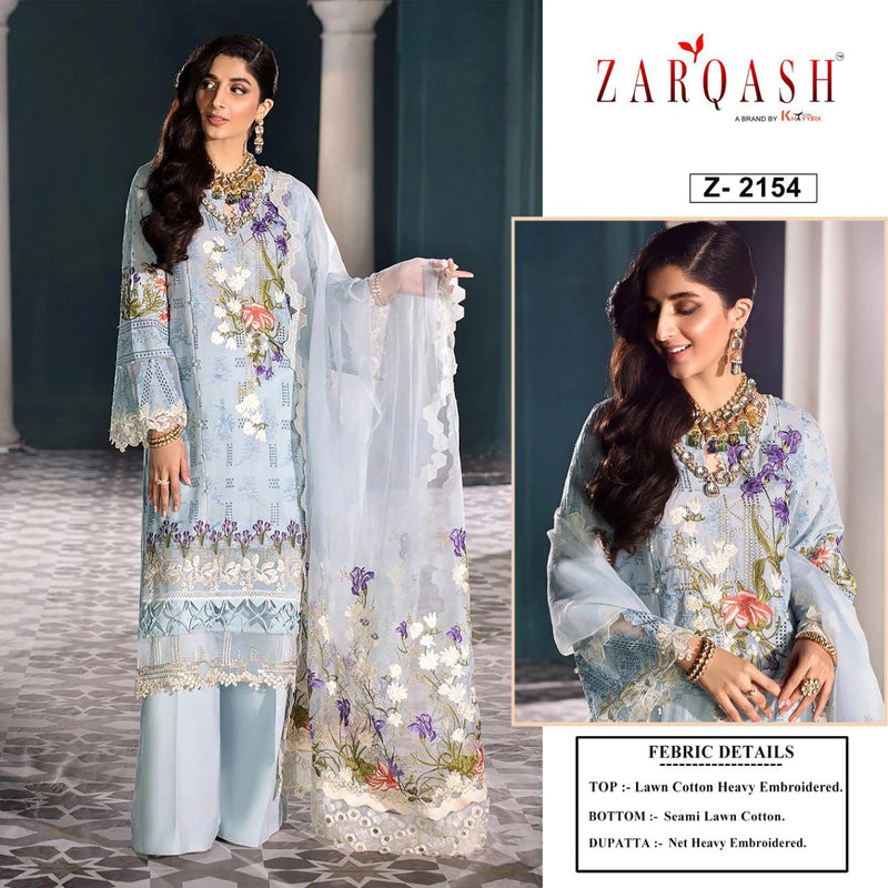 Zarqash Elaf Festive Chikankari Cotton Embroidered Pakistani Style Party Wear Salwar Suits