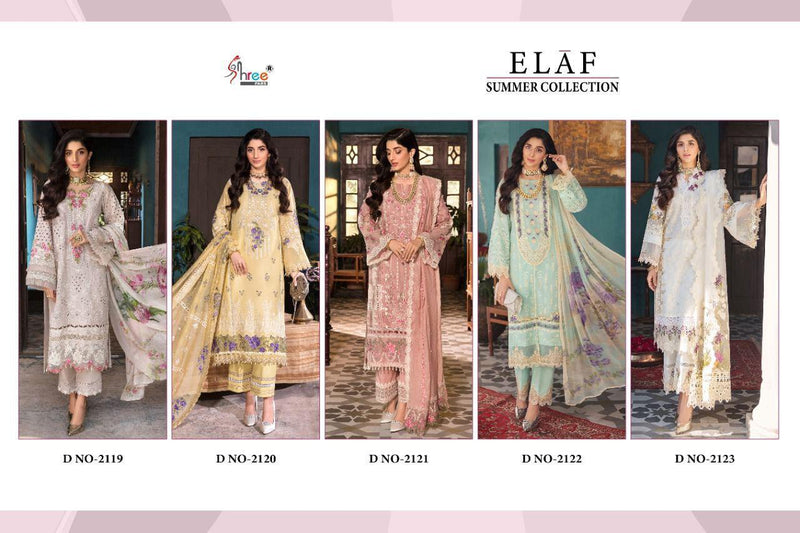 Shree Fabs Elaf Summer Collection Cotton Embroidered Pakistani Style Party Wear Salwar Suits