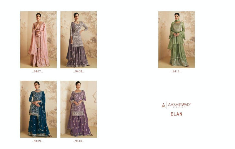 Aashirwad Creation Elan Georgette With Heavy Embroidery Work Stylish Designer Wedding Wear Long Kurti