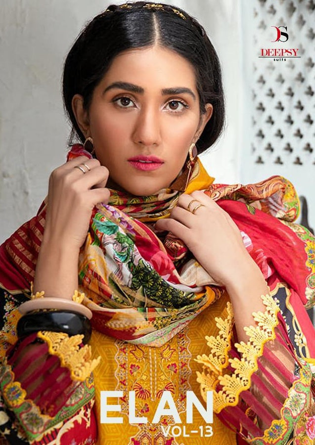 Deepsy Suit Elan Vol 13 Satin Silk With Embroidery Work Stylish Designer Pakistani Salwar Kameez