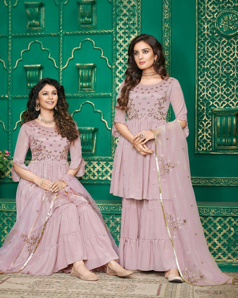Lily And Lali Eminent Double Sequence Handwork Wedding Wear Kurtis With Bottom & Dupatta